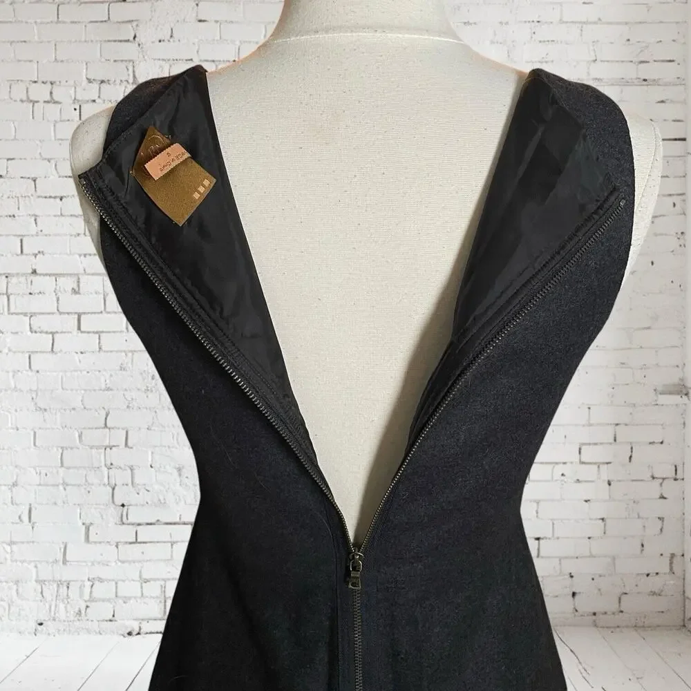 Ali Ro Fit & Flare Dress Sleeveless Gray Wool Blend Sz 4 Minimalist Career - Picture 7 of 9